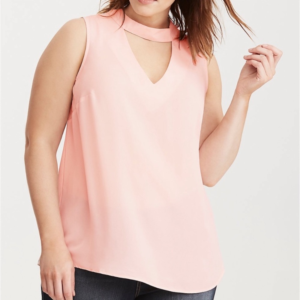 Torrid Mock Neck Keyhole Tank Top Pink Blush 3X Plus Size Business Casual